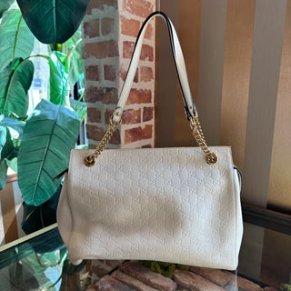GUCCI White Signature Monogram Tote