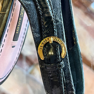 LOUIS VUITTON Monogram Black Denim/Patent Leather Bow Espadrilles SZ 38 (US 8)