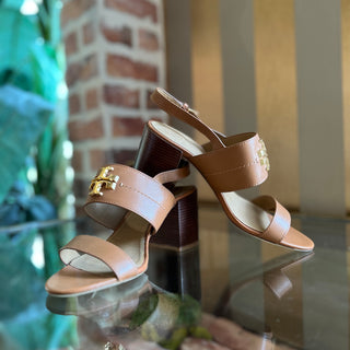 TORY BURCH Double T Brown Strappy Heels SZ 8.5