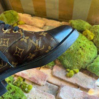 LOUIS VUITTON Wonderland Flat Ranger Black Brown Calfskin Monogram Boots SZ41(11US)