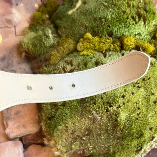 BURBERRY Beige White Check Canvas Leather Belt SZ36/90(M)