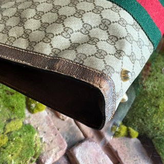 GUCCI Vintage Vertical GG Monogram Supreme Web Tote Top Handle Bag