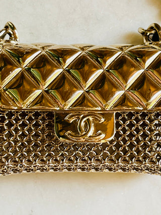 CHANEL Gold-Tone 2021 Flap Bag Necklace