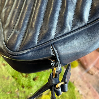 SAINT LAURENT Lou Navy Blue Calfskin Matelasse Monogram Crossbody Bag