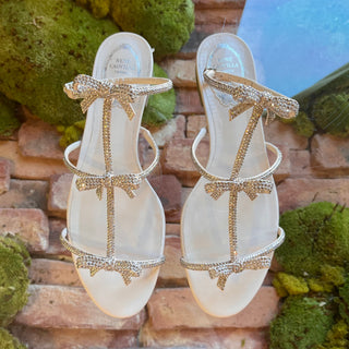 RENE CAOVILLA Light Pink Leather Crystal Sandals SZ 39 (US 9)