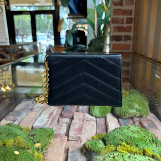 CHANEL Vintage Wristlet Black Satin