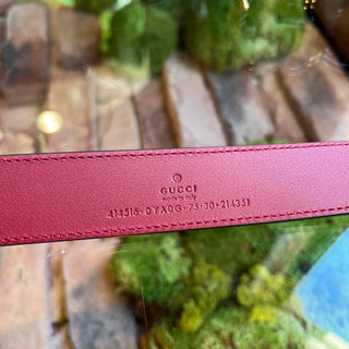 GUCCI GG Marmont Buckle Red Leather Belt 75.30