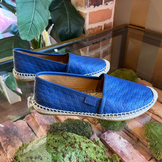 GUCCI Microguccissima Blue Leather Espadrilles SZ 36.5