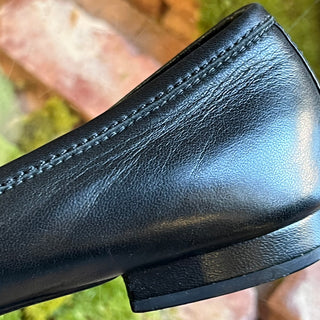 CHANEL Black Leather Chain Link Flats SZ 37 (US 7)