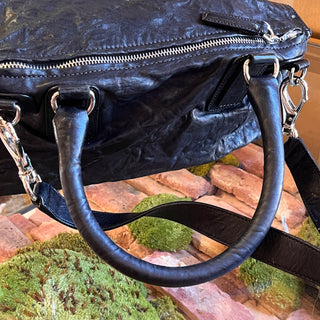 GIVENCHY Pandora Black Crinkled Leather Shoulder Bag