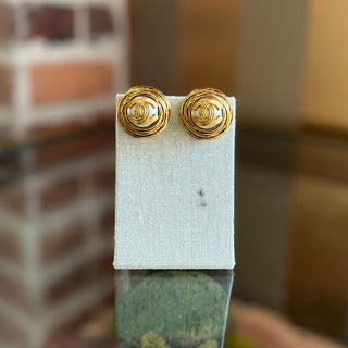 CHANEL Vintage CC Pearl Clip On Earrings