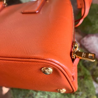 PRADA Promenade Orange Saffiano Lux Dome Top Handle