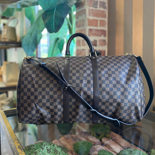 LOUIS VUITTON Keepall 55 Damier Ebene Brown Canvas Duffel