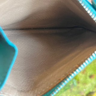 BOTTEGA VENETA Teal Intrecciato Woven Leather Card Case