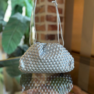 BOTTEGA VENETA The Pouch Mini Silver Bubble Wrap Clutch