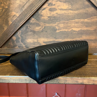 PRADA Diagramme Black Soft Calfskin Leather Impunture Tote