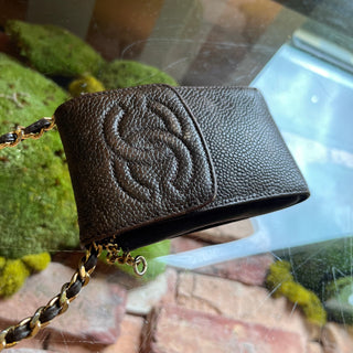 CHANEL Vintage Brown Caviar Phone Holder Bag