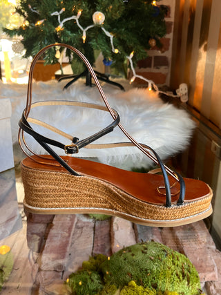 JIMMY CHOO Black Drive Strappy Espadrilles SZ 37