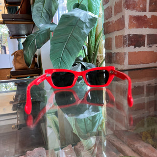 KENZO KZ40162L Red Acetate Rectangular Semi Cat Eye Sunglasses