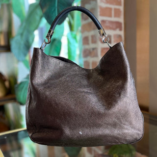 SAINT LAURENT Roady Brown Glitter Soft Leather Hobo Bag