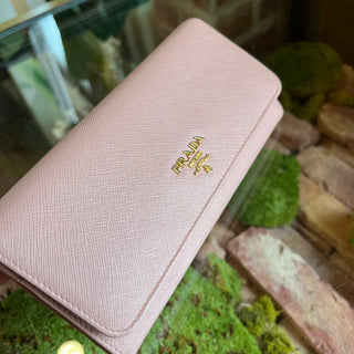 PRADA Pink Saffiano Leather Wallet