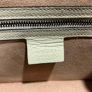 GUCCI Ophidia Bee White Leather Top Handle Bag