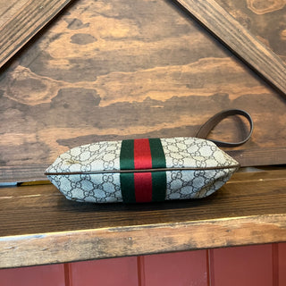 GUCCI Ophidia Half Moon Hobo Beige Ebony GG Coated Canvas Shoulder Bag