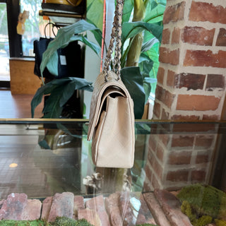 CHANEL Double Flap Classic Medium Beige Caviar Leather Shoulder Bag