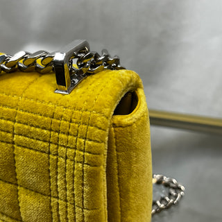 BURBERRY Lola Mini Yellow Velvet Quilted Crossbody Bag