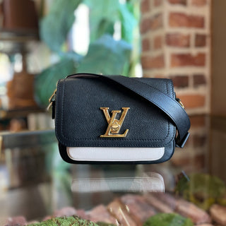 LOUIS VUITTON Lockme Black White Grained Calfskin Crossbody