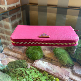 PRADA Pink Saffiano Leather Continental Wallet