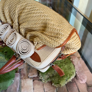 VALENTINO Rose Raffia Tote Bag