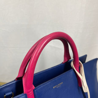 SAINT LAURENT Small Cabas Rive Gauche Blue White Pink