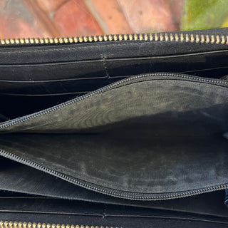 GUCCI Black Gucissima Leather Zip Around Wallet