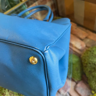 PRADA Double Zip Jeux Blue Lux Saffiano Leather Tote Bag