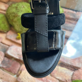 LOUBOUTIN Black Leather Gladiator Sandals SZ 38