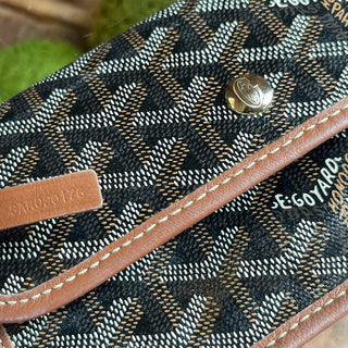 GOYARD Saint Louis PM Black Goyardine Canvas Chevroches Calfskin Tote