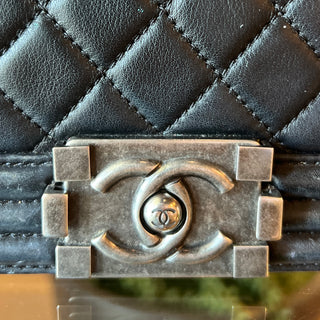 CHANEL Lambskin Quilted Medium Boy Flap Black