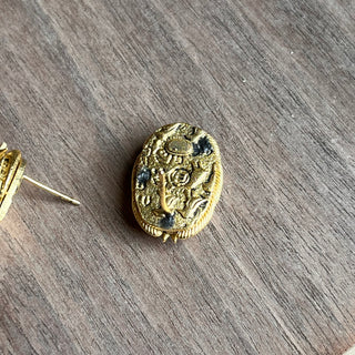 CHANEL Scarab Gold Tone Stud Earrings