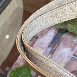 CHANEL Chocolate Bar Beige Caviar Leather Tote Bag