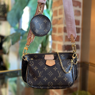 LOUIS VUITTON Multi Pochette Pink Monogram Canvas Crossbody Bag