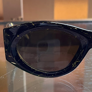 PRADA SPR20Z Black Marble Acetate Oval Eye Sunglasses