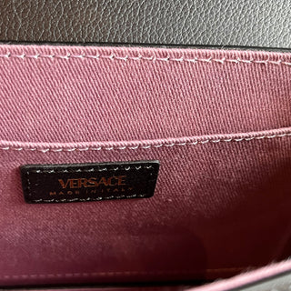 VERSACE Black Medusa Grained Calfskin Flap Shoulder Bag