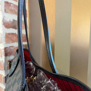 LOUIS VUITTON Neverfull MM Damier Ebene Brown Canvas Tote Bag