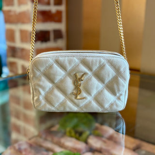 SAINT LAURENT White Quilted Camera Bag