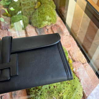 HERMES Jige 29 Black Swift Leather Clutch Bag
