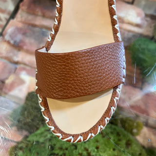 VALENTINO Rockstud Brown Leather Glitter Espadrille Wedges SZ 39 (US 9)