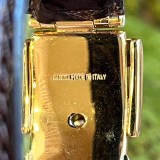GUCCI Vintage Brown Leather Croc Embossed Buckle Bracelet