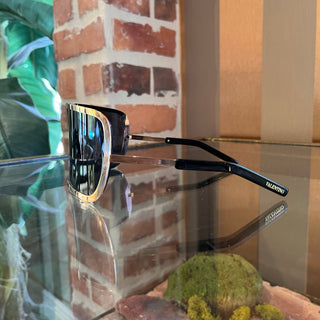VALENTINO V-Romask Black/Gold Metal Visor Sunglasses