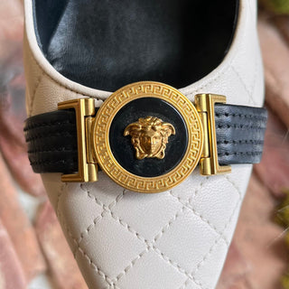 VERSACE White Quilted Medusa Pumps SZ 37.5 (US 7.5)